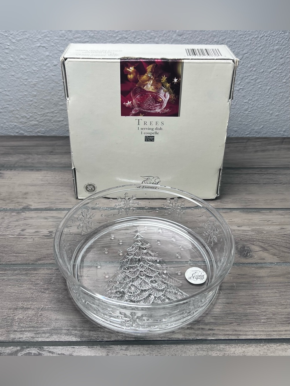 Vintage Cristal d'Arques Christmas Tree Genuine Lead Crystal Bowl Made in France - Picture 13 of 13